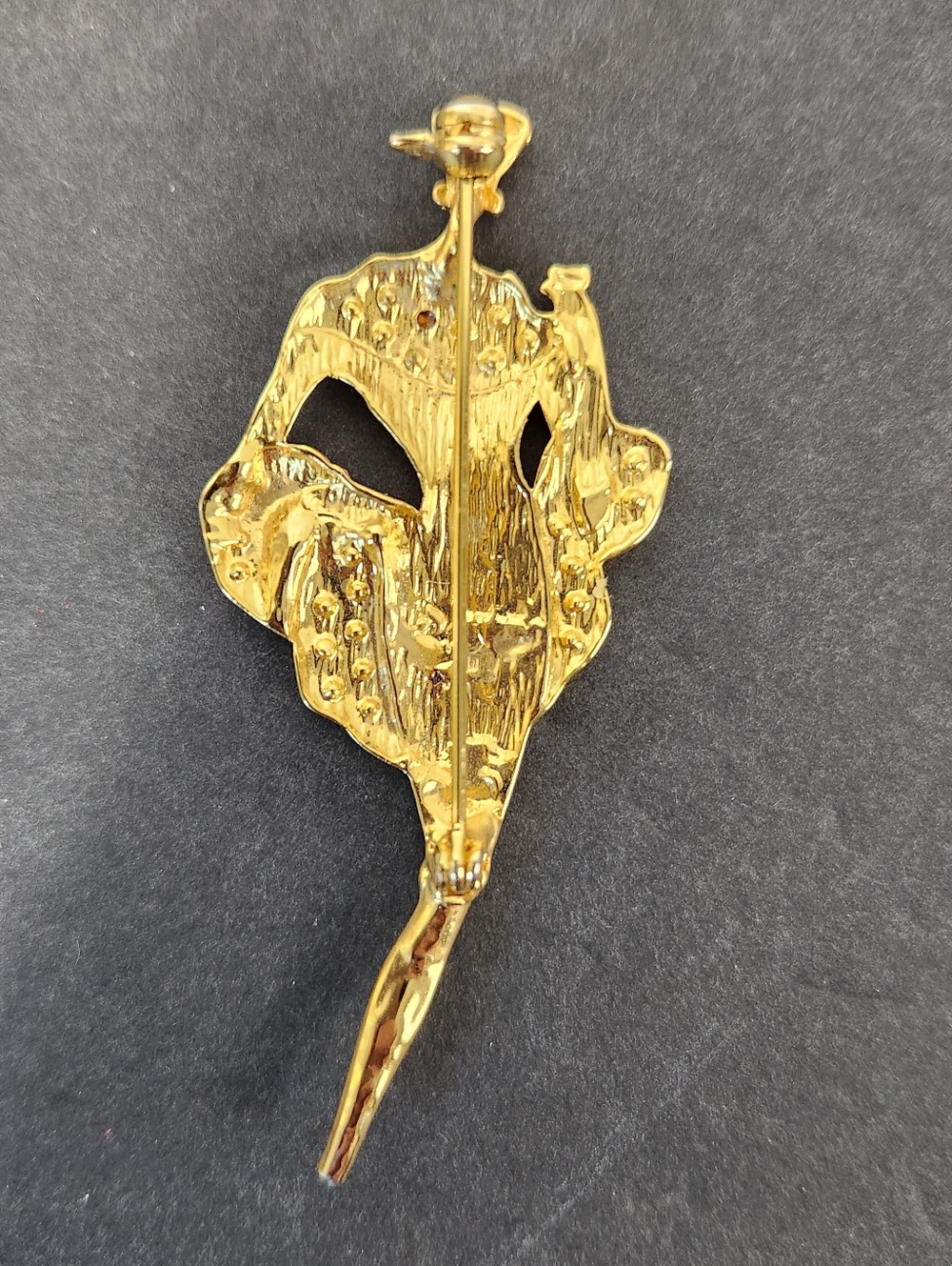 Vintage Art Deco Inspired 80"s AJC Gold Tone Brooch Rhinestones - Picture 3 of 4